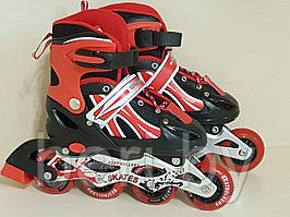 Ролики, роликовые коньки детские раздвижные S размер 29-33, полиуретановые колеса, красные