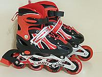 Ролики, роликовые коньки детские раздвижные M размер 34-37, полиуретановые колеса, красные