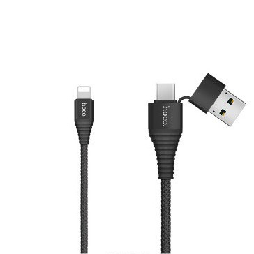 Кабель Hoco U26 Multi-Functional Cable Lightning-USB Type-C-USB Black (U26)