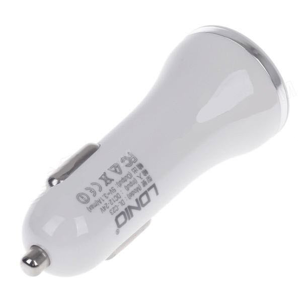 Автомобильное зарядное устройство LDNIO Dual USB + Lighting кабель (DL-C23) 3.1A - фото 2 - id-p74677368