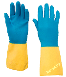 Перчатки латексные хозяйственные двойной цвет AST размер L, страна ввоза Россия, фото 2