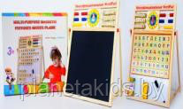 Детский мольберт двусторонний , деревянная доска для рисования, магнитная азбука буквы цифры, мелки, маркер - фото 2 - id-p74846892
