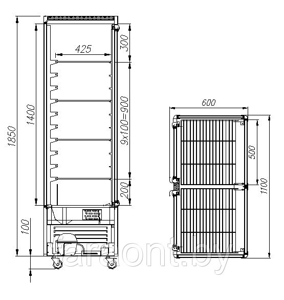 Шкаф кондитерский Carboma Люкс D4 VM 800-1 (R800C) (корич-золотой, 1/2, INOX) - фото 4 - id-p74884352