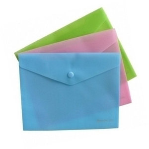 Папка-конверт с кнопкой, А5, пластик (цвет - розовый,голубой,зеленый)
