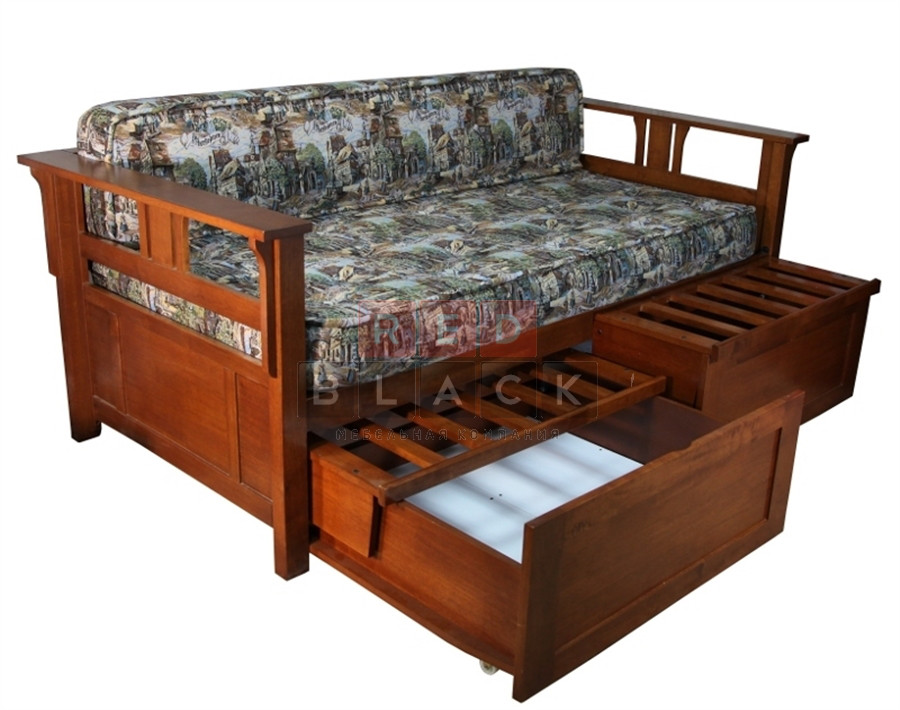 Кровать Кушетка с ящиками массив 354/430-1 (Вишня) - фото 1 - id-p74977033