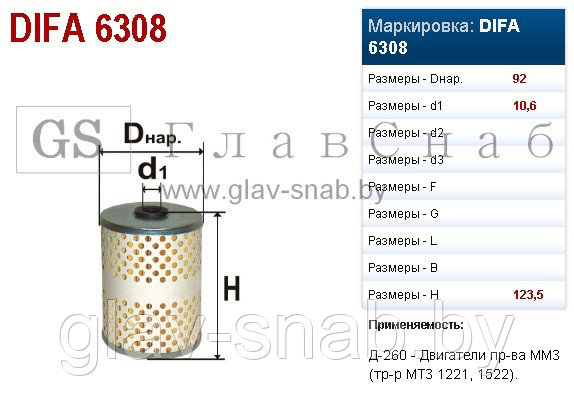 Элемент фильтрующий топлива (123,5х92х10,6) ЭТФ-75Э (240-1117030)/DIFA6308