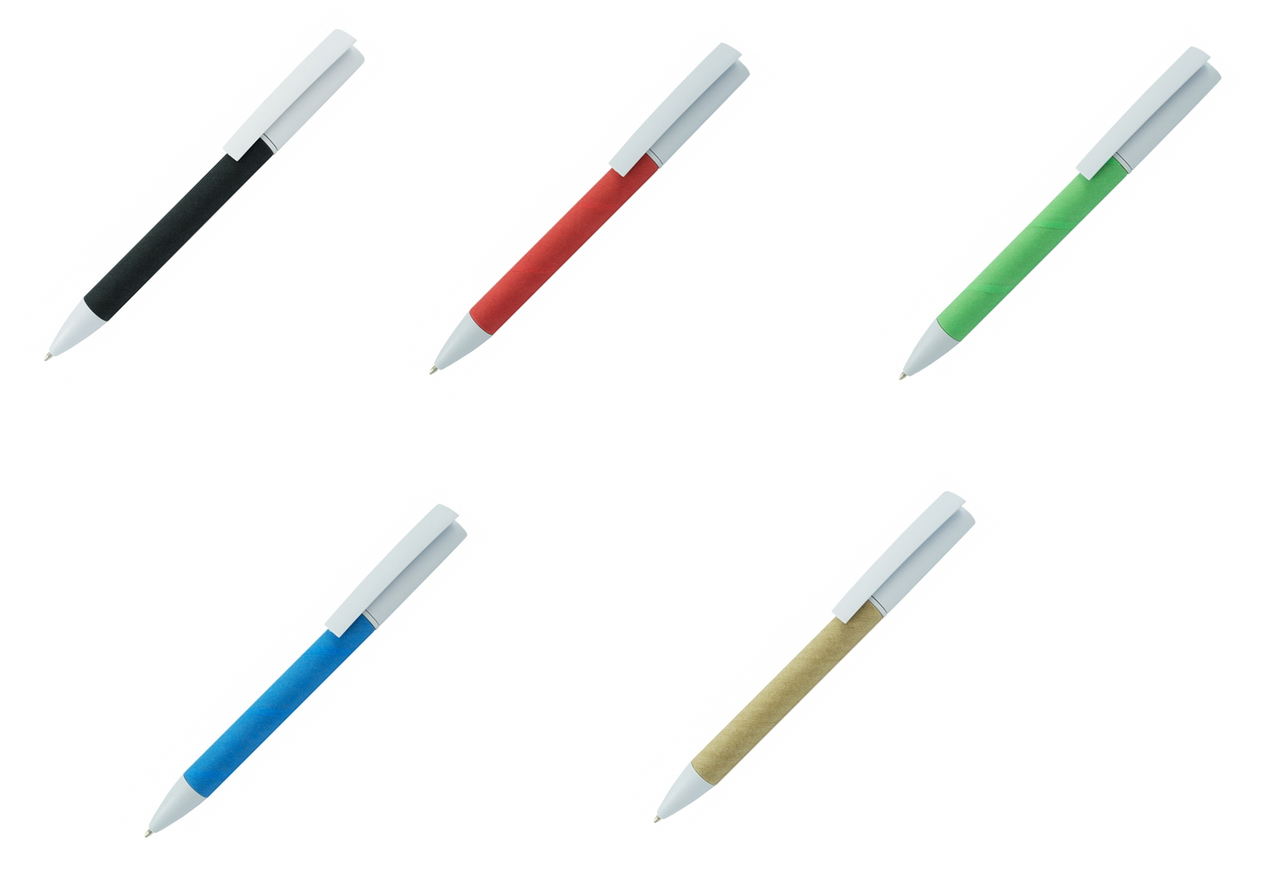 Шариковая ручка из крафт-бумаги с пластиковым наконечником и клипом - фото 1 - id-p65102992