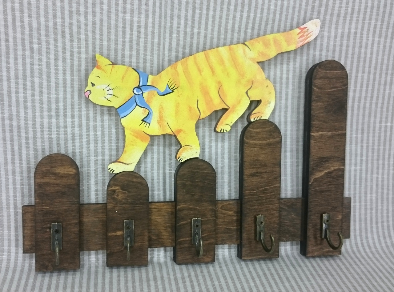Ключница с ручной росписью "Кот на заборе" - фото 2 - id-p75131207