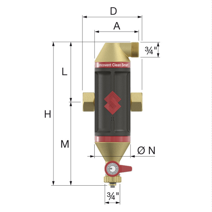 Сепараторы воздуха и грязи Flamcovent Clean Smart 3/4" - фото 2 - id-p75184265