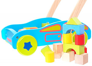 Деревянный набор Eco Toys 2114 Машина-ходунки и 40 кубиков