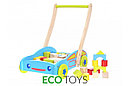 Деревянный набор Eco Toys 2114 Машина-ходунки и 40 кубиков, фото 3