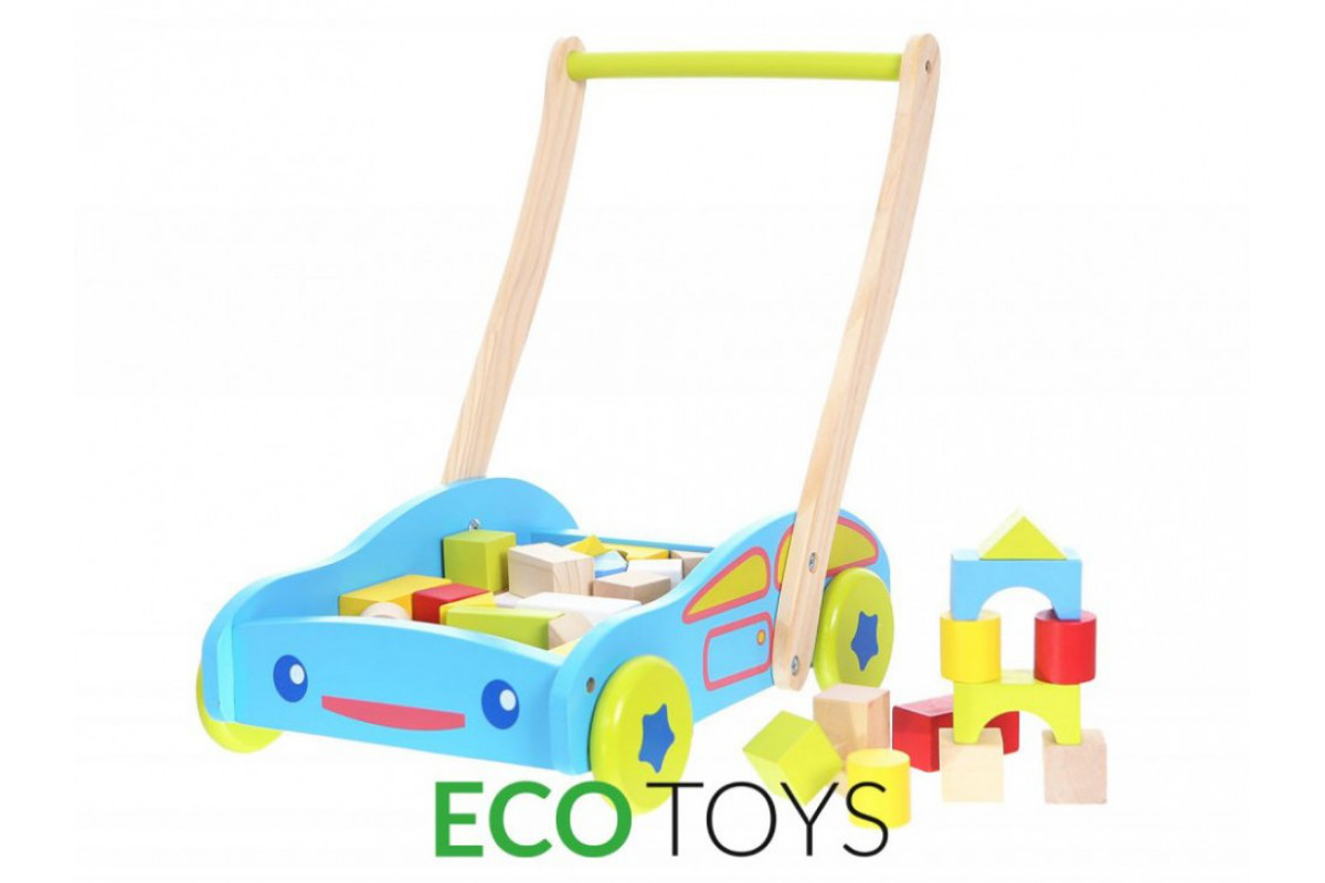 Деревянный набор Eco Toys 2114 Машина-ходунки и 40 кубиков - фото 3 - id-p75188781