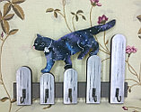 Ключница с ручной росписью "Кот на заборе", фото 2