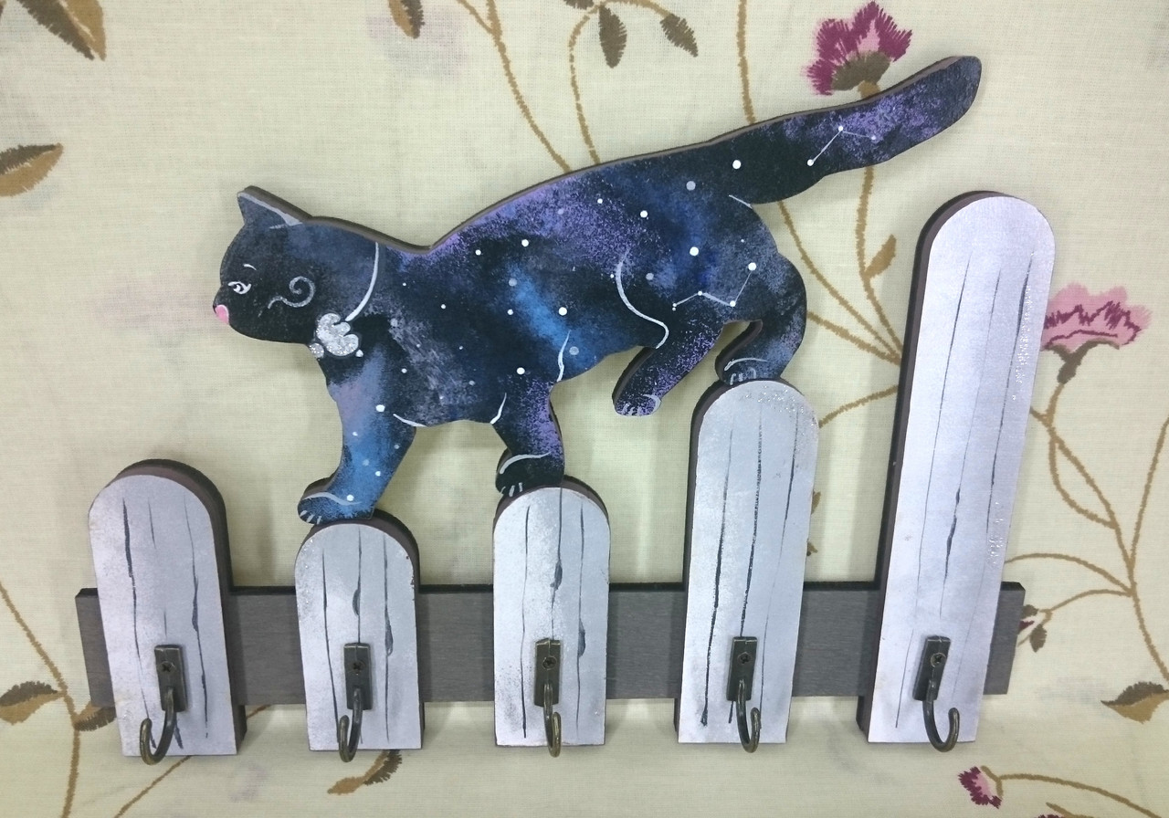 Ключница с ручной росписью "Кот на заборе" - фото 3 - id-p75245904