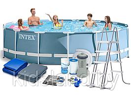 Каркасный бассейн Интекс 457x122см +фильтр-насос 3785л/ч,лестница,тент,подстилка, Intex Prism Frame арт. 26726