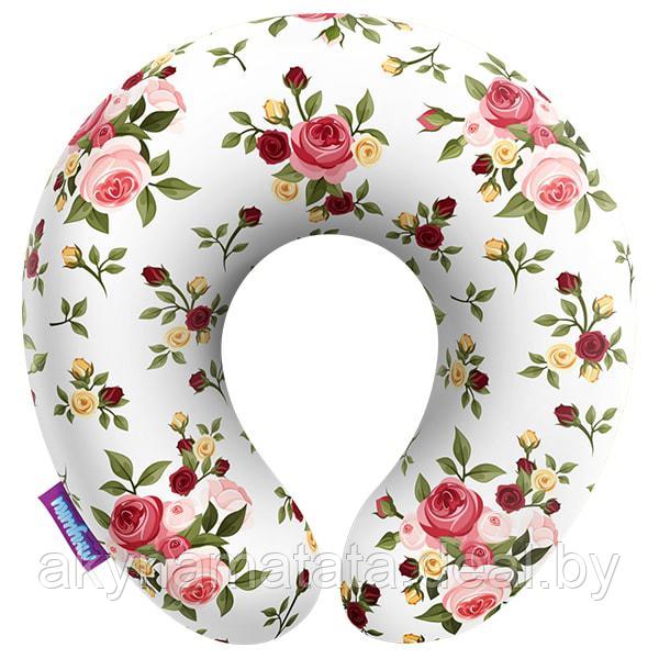 Подушка под шею "Нежные цветы" белый - фото 1 - id-p75261656
