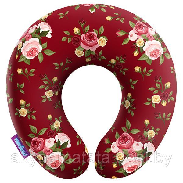 Подушка под шею "Нежные цветы" красный - фото 1 - id-p75261657
