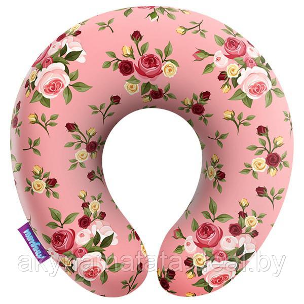 Подушка под шею "Нежные цветы" розовый