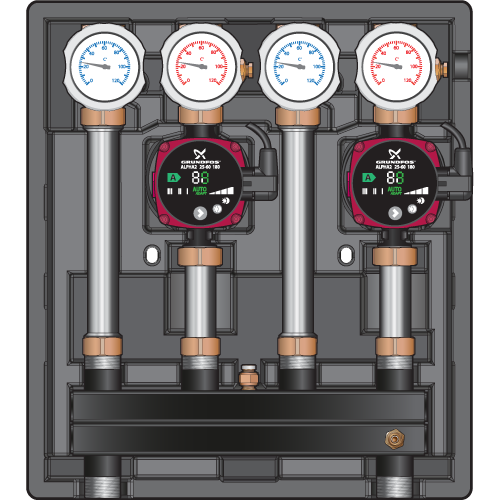 Насосный модуль Meibes Kombimix UK/UK DN20 (3/4") с насосом Grundfos UPSO 15-65 130 (26103 GF)