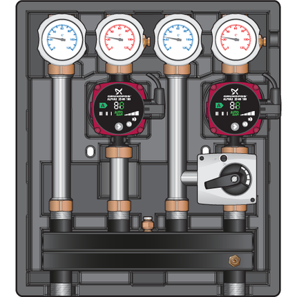 Насосный модуль Meibes Kombimix UK/MK (ST) с насосом Grundfos UPSO 15-65 130 (26102 GF), фото 2