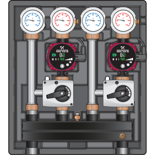 Насосный модуль до 40 кВт Meibes Kombimix MK (ST)/MK (ST) с насосом Grundfos Alpha 2L 15-60 130 (26101 GFP)