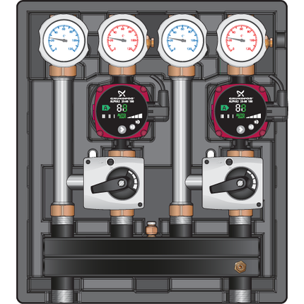 Насосный модуль до 40 кВт Meibes Kombimix MK (ST)/MK (ST) с насосом Grundfos UPSO 15-65 130 (26101 GF), фото 2