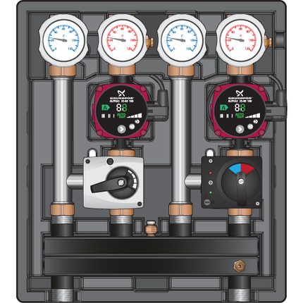 Насосный блок-модуль до 40 кВт Meibes Kombimix MK (ST)/MK (STM) с насосом Grundfos UPSO 15-65 арт. 26101.41, фото 2