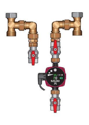 Насосный модуль 1" до 40 кВт Meibes Kombimix UK ГВС с насосом Grundfos UPM3 Hybrid 15-70 130 (66356.85), фото 2