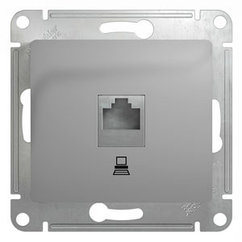 Розетка компьютерная RJ45 кат.5E,  АЛЮМИНИЙ Schneider Electric GLOSSA