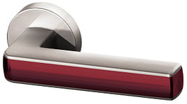 Дверная ручка CUBE матовый никель/бордовый