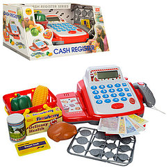 Детский игровой кассовый аппарат со сканером 6100 (деньги,корзина, продукты)