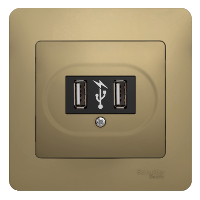 USB РОЗЕТКА, 5В /1400 мА, 2 х 5В /700 мА,  ТИТАН Schneider Electric GLOSSA
