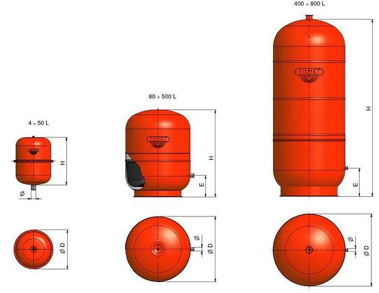 Мембранный бак для систем отопления Zilmet CAL-PRO 500, фото 2