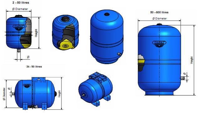 Мембранный бак для систем водоснабжения и ГВС Zilmet HYDRO-PRO 35 - фото 2 - id-p75579400