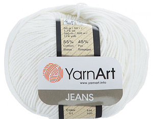 YarnArt Jeans цвет №01 белый