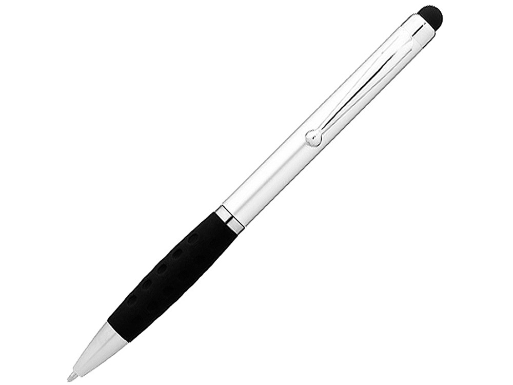 Ручка-стилус шариковая Ziggy черные чернила, серебристый/черный - фото 1 - id-p72078379
