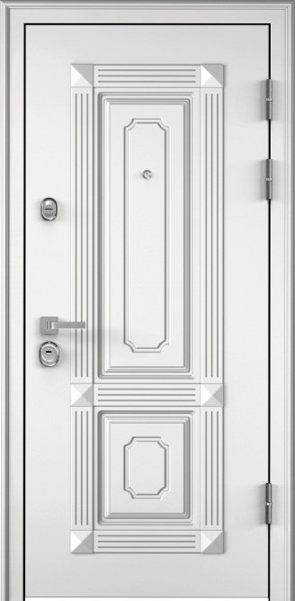 Металлическая входная дверь белорусского производства модель Италия (белый сатин). - фото 1 - id-p75630463
