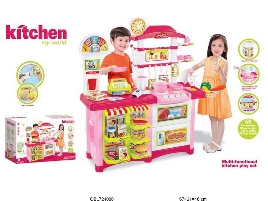Детская игровая кухня Kitchen Fast food, 58 аксесуаров, сканер касса, звуковые и световые эффекты АРТ. 889-05 - фото 1 - id-p74289554