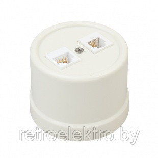 Розетка Телефон+Компьютерная ПЛАСТИК Слоновая кость Bironi