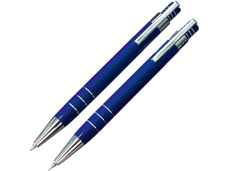 Набор Эльба: ручка шариковая, механический карандаш в футляре синий, фото 2
