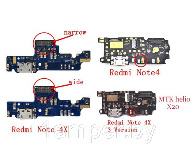 Плата нижняя Original с разъемом зарядного, микрофоном Redmi Note 4 (Версия X20 Helio MTK)