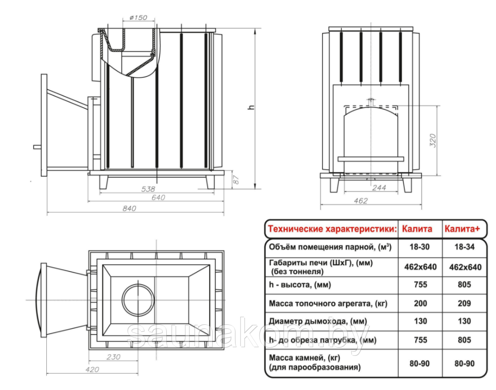 Чугунная банная печь Калита(топочный агрегат) - фото 2 - id-p75777835