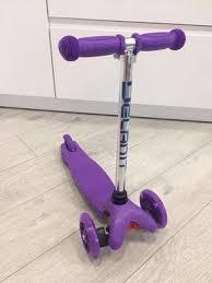Самокат трехколесный 21 st scooter mini регулируемая ручка, светящиеся колеса фиолетовый - фото 3 - id-p75782920