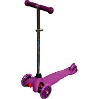 Самокат трехколесный 21 st scooter mini регулируемая ручка, светящиеся колеса фиолетовый