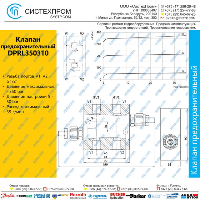 DPRL350310 Клапан предохранительный 35 л/мин, G1/2