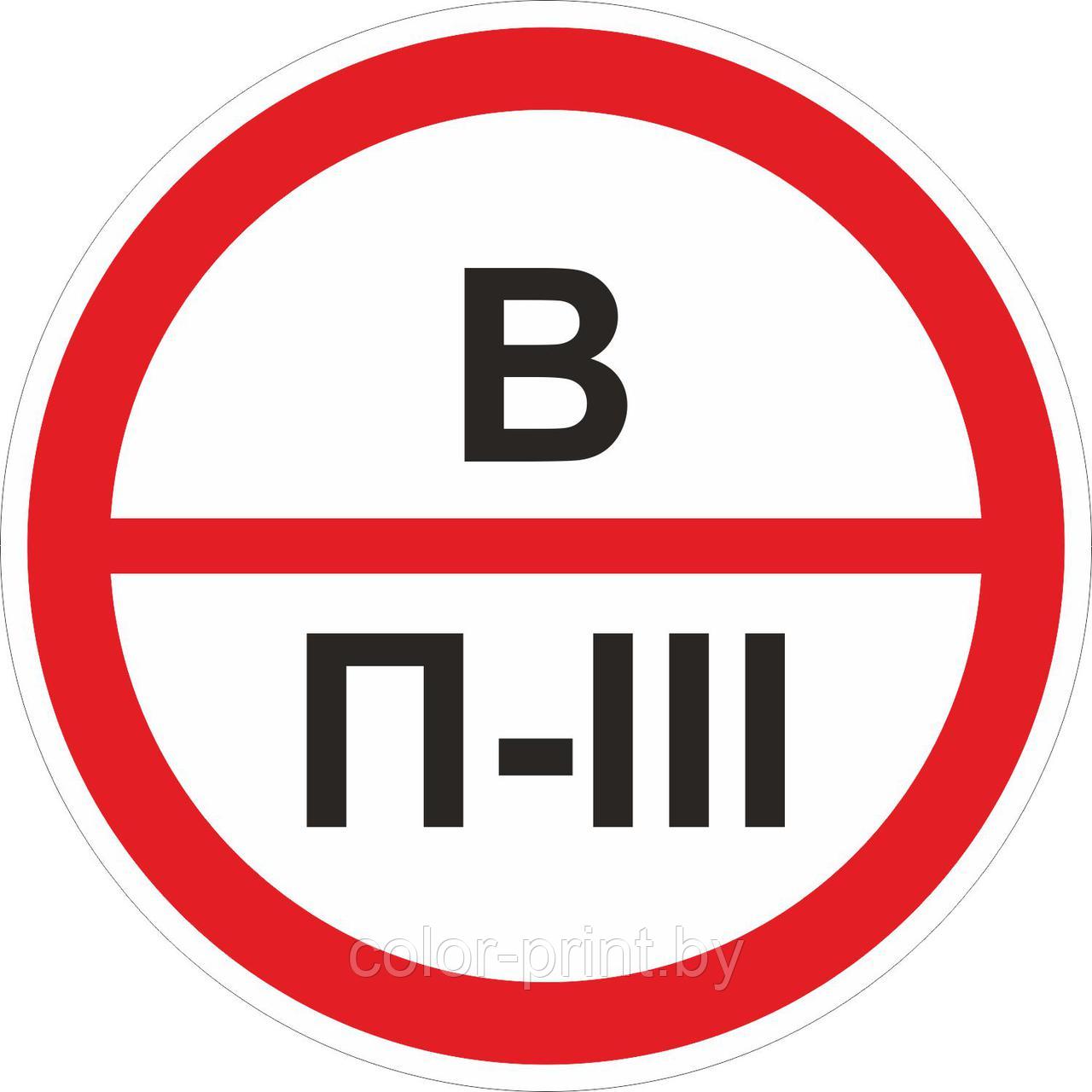 Наклейка ПВХ "Категорийности помещений В/П-III"