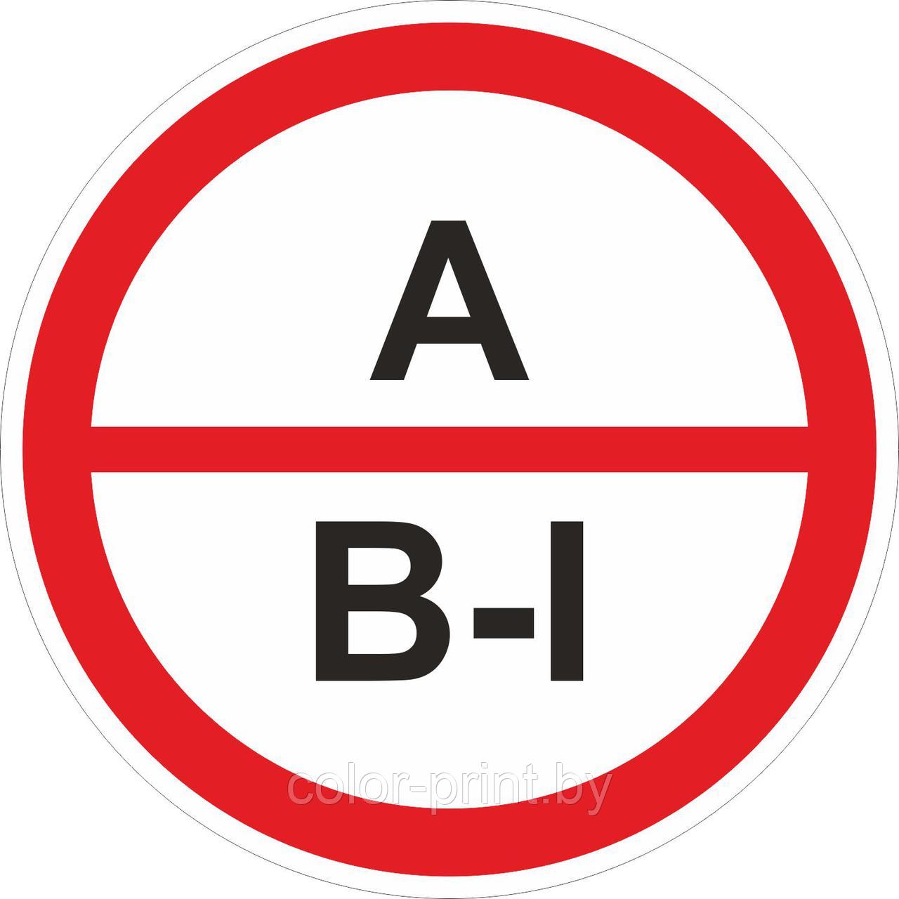 Наклейка ПВХ "Категорийности помещений A/B-I" - фото 1 - id-p75805406