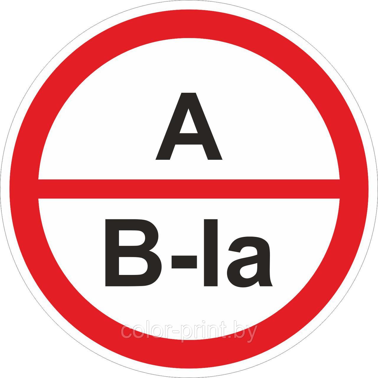 Наклейка ПВХ "Категорийности помещений A/B-Ia" - фото 1 - id-p75805420