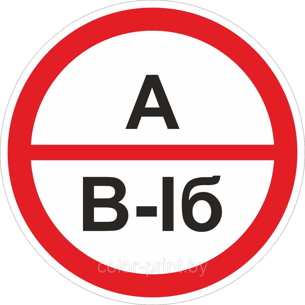 Наклейка ПВХ "Категорийности помещений A/B-Iб" 250*250мм