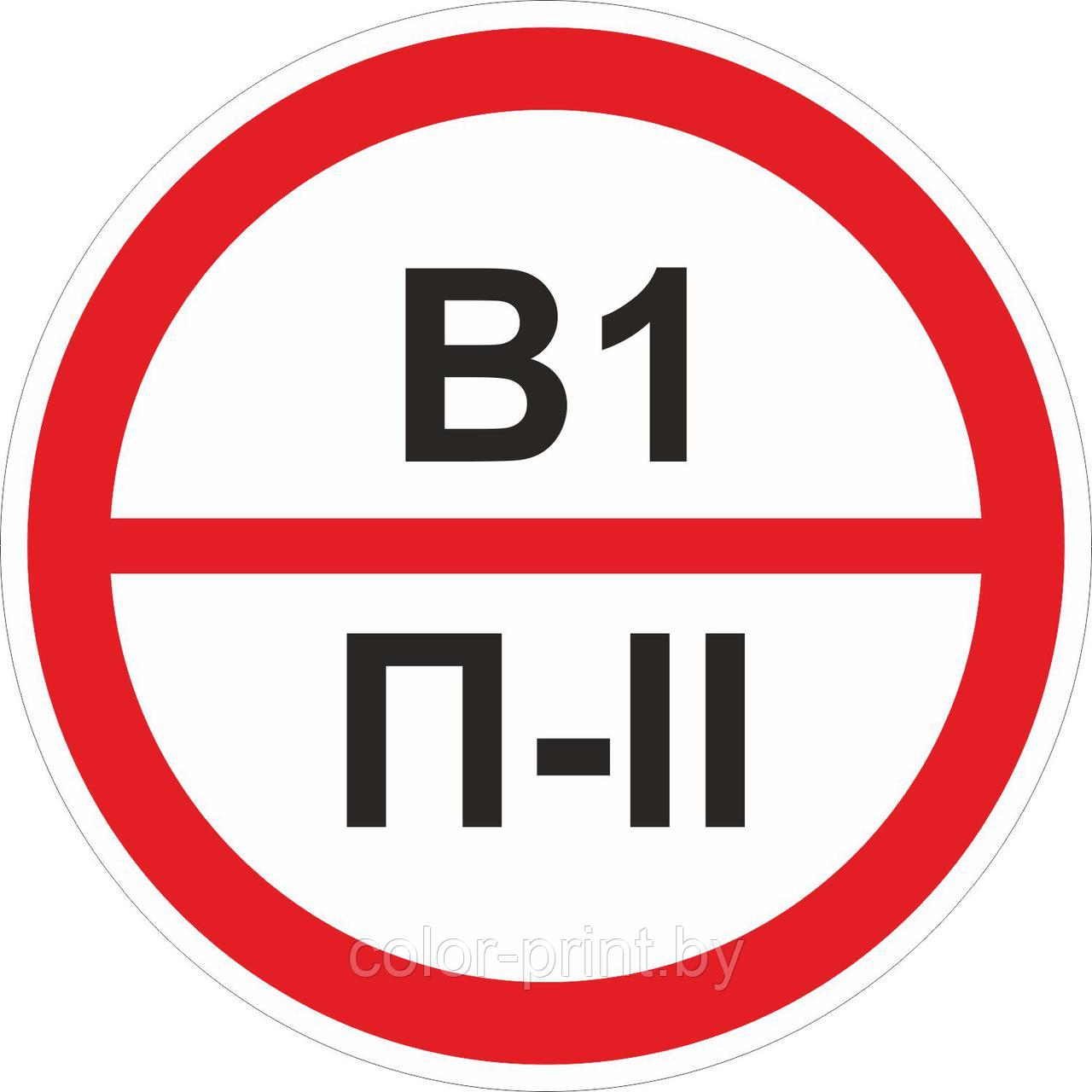 Наклейка ПВХ "Категорийности помещений В1/П-II"